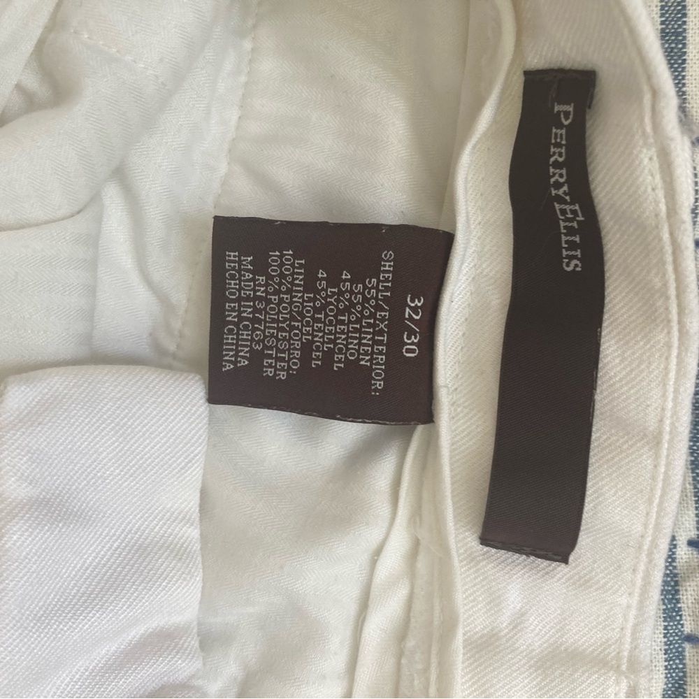 Perry Ellis White linen Dress Pants - Picture 3 of 4